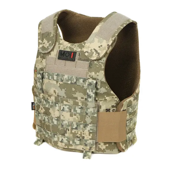 Протиуламкова балістична майка у кольорі піксель MOLLI з балістичним пакетом 1 класу від компанії Militex, розмір XL