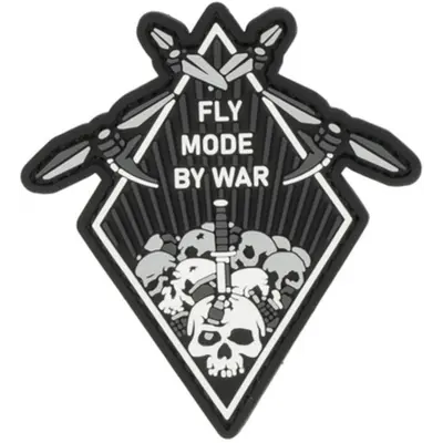 FLY MODE BY WAR patch, black and white