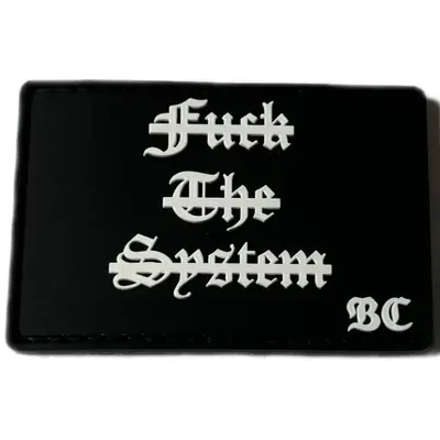 PVC patch “THE FUCK SYSTEM” black and white