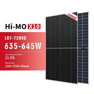 Солнечная панель LONGi Solar Hi MO X10 LR7 72HVD 645W двухсторонняя N Type HPBC 2.0 Glass Glass