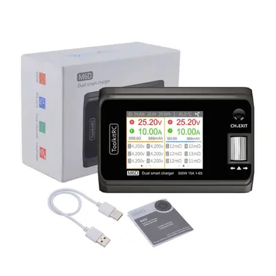 Зарядний пристрій ToolkitRC M6D 500W 25A Dual Channel | Балансир для LiPo/LiHV/LiFe/NiMH/Pb акумуляторів