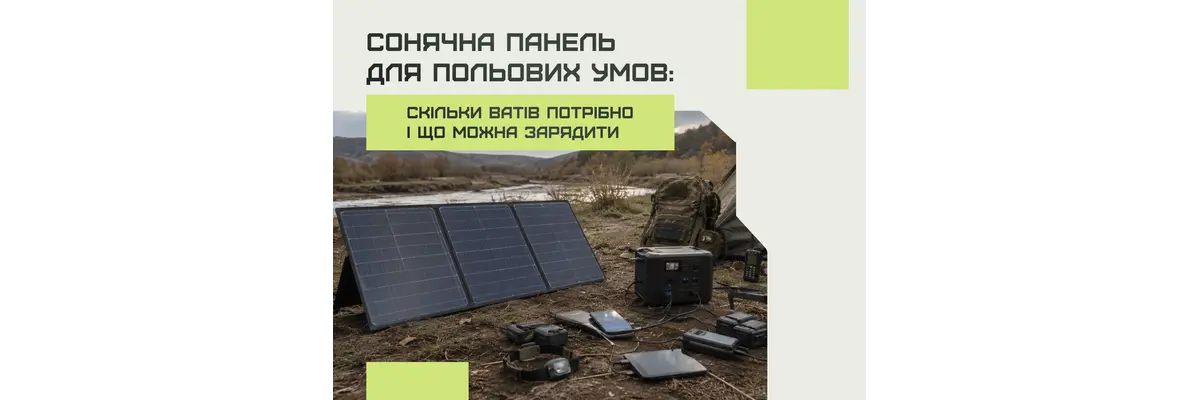 Сонячна панель для польових умов: скільки ватів потрібно і що можна зарядити