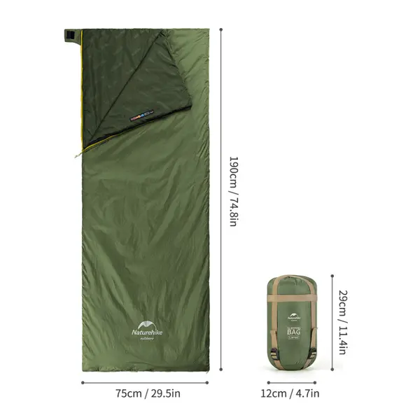 Спальний мішок Naturehike LW180 Mini NH21MSD04, правий, темно-зелений