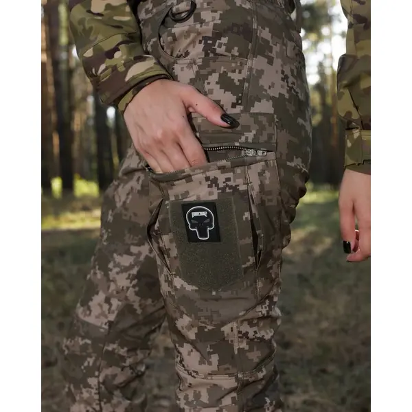 Зимові брюки карго тактичні жіночі Softshell BEZET Ешелон піксель