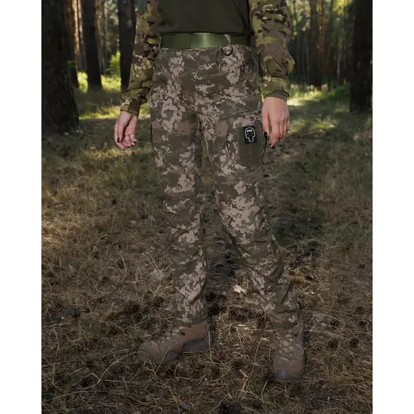 Зимові брюки карго тактичні жіночі Softshell BEZET Ешелон піксель