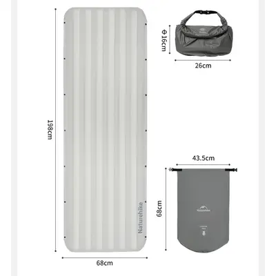 Матрац надувний одинарний Naturehike CNK2450WS034, 95 мм, із мішком для надування, білий