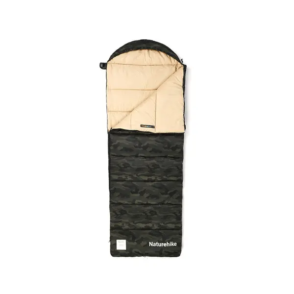 Спальный мешок с капюшоном Naturehike M320 CNK2350WS023, зеленый камуфляж, правый