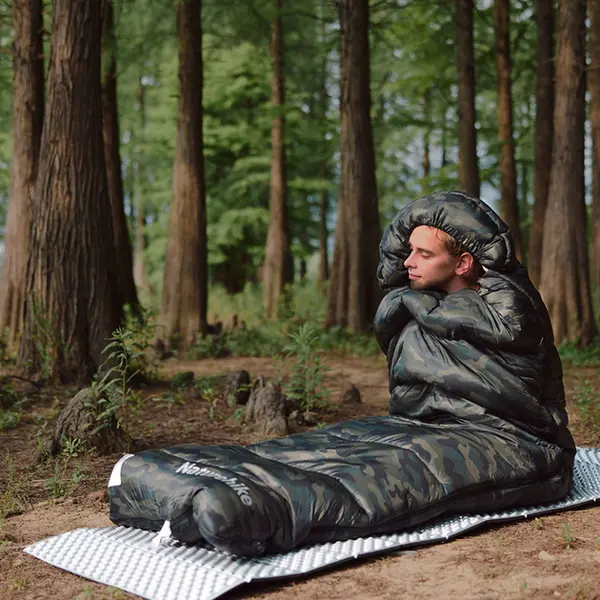 Naturehike M320 Hooded Sleeping Bag CNK2350WS023, Green Camouflage, Left Naturehike M320 Hooded Sleeping Bag CNK2350WS023, Green Camouflage, Left