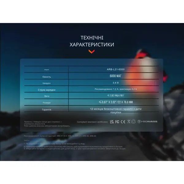 Акумулятор 21700 Fenix ARB-L21-6000