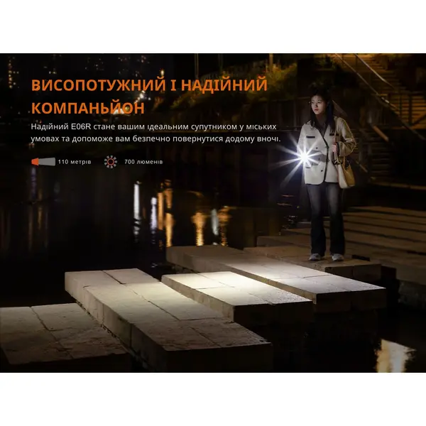 Фонарь наключительный Fenix E06R серый