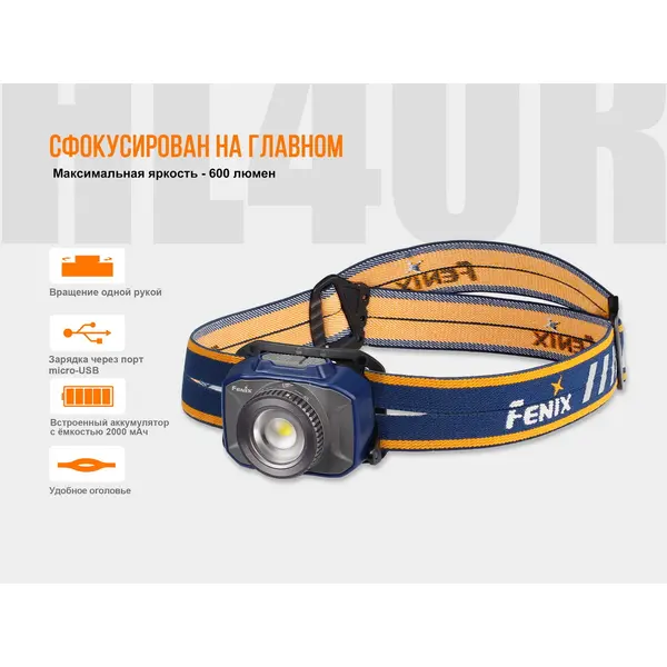 Ліхтар налобний Fenix HL40R Cree XP-LHIV2 LED сірий