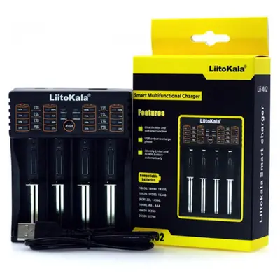 Зарядное устройство для Liitokala Lii-402, Ni-Mh/Li-ion/Li-Fe/LiFePO4, USB, Powerbank, LED, Box