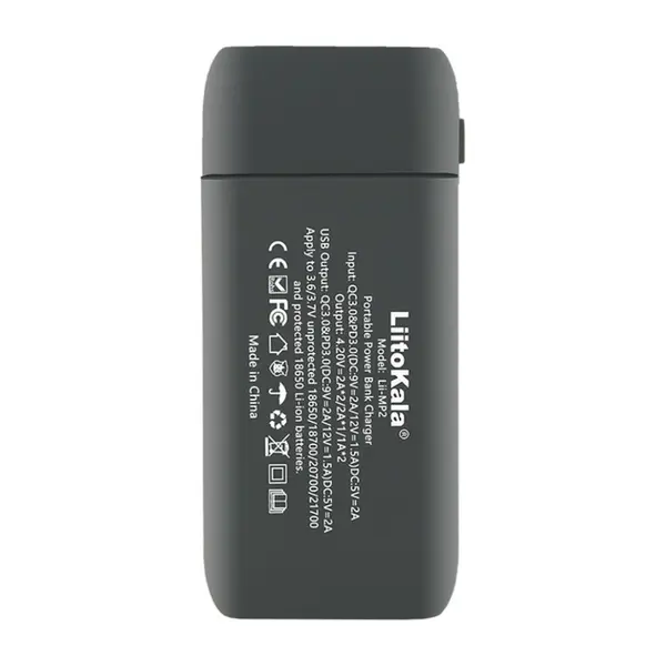 Зарядний пристрій-павербанк LiitoKala Lii-MP2  на 2 канали для акумуляторів, сірий