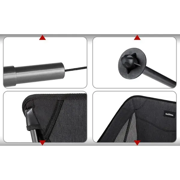 Стілець складаний Naturehike Stellaluna L04 CNK2450JJ015, розмір M, алюміній, чорний