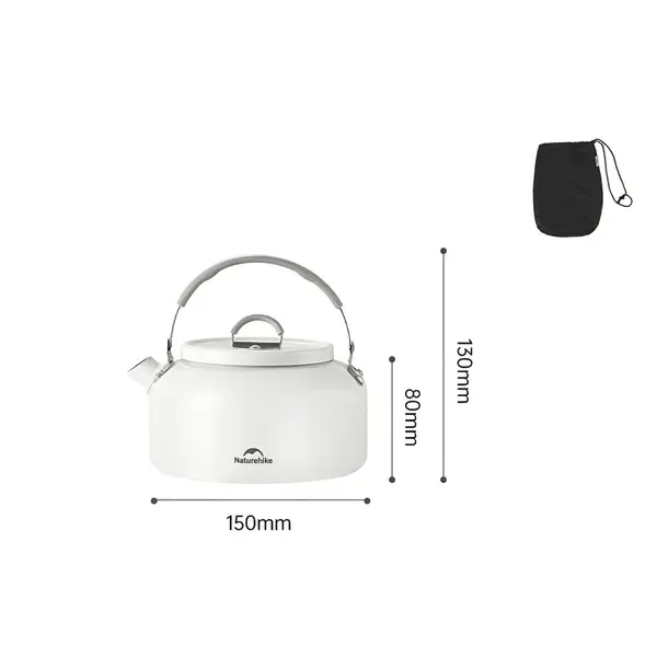 Чайник з керамічним антипригарним покриттям Naturehike CNK2450CF013 0,8 л, алюміній, білий