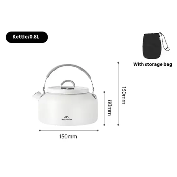 Чайник з керамічним антипригарним покриттям Naturehike CNK2450CF013 0,8 л, алюміній, білий