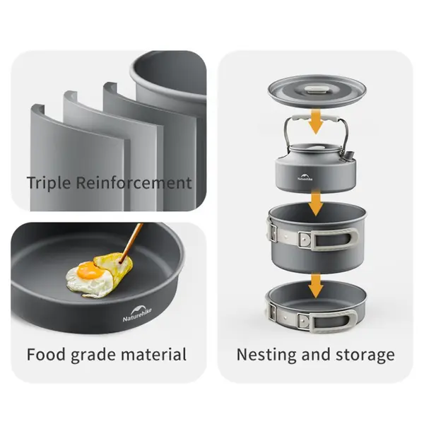 Сковорідка зі складаною ручкою Naturehike CNK2450CF010, 17,5 см, алюміній