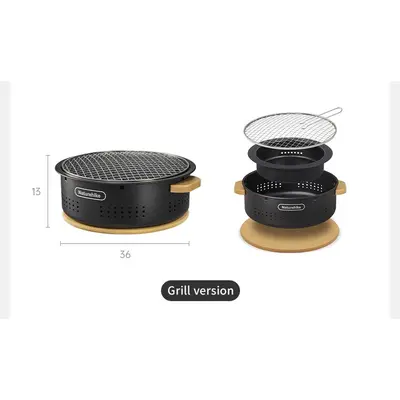 Настільна кругла піч із решіткою гриль Naturehike CNK2550CF010, 36*32.6*12 см, хромоване залізо
