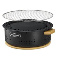 Настільна кругла піч із решіткою гриль та сковорідкою Naturehike CNK2550CF010, 36*32.6*12 см, хромоване залізо