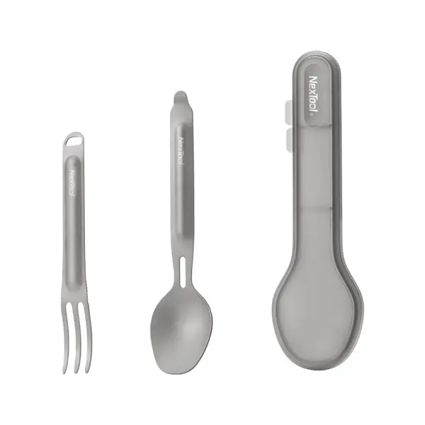 Туристичний набір ложка-виделка NexTool Titanium Tableware Set, титан
