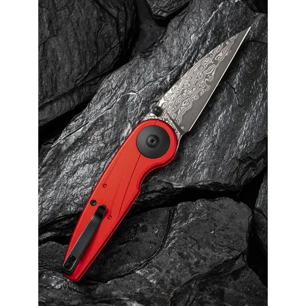 Ніж складаний туристичний Civivi Starflare, (8.4 см) Damascus / Aluminum червоний