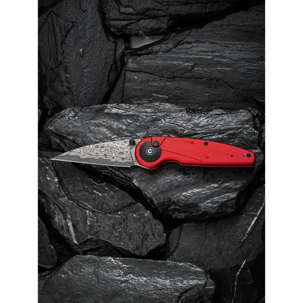 Ніж складаний туристичний Civivi Starflare, (8.4 см) Damascus / Aluminum червоний