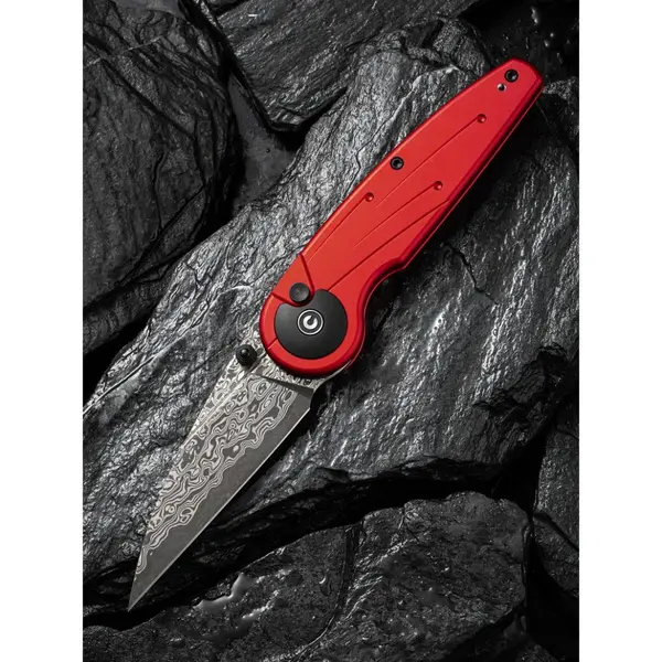 Ніж складаний туристичний Civivi Starflare, (8.4 см) Damascus / Aluminum червоний