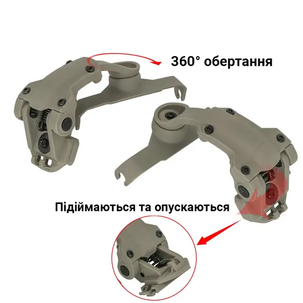 Кріплення для навушників Walker's Razor на рейки ARC - NeckFlip Helmet Rail Mount Kit (TAN)