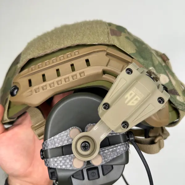 Universal mount for active headphones on ARC rails - NeckFlip Helmet Rail Mount Kit 2.0 (TAN)