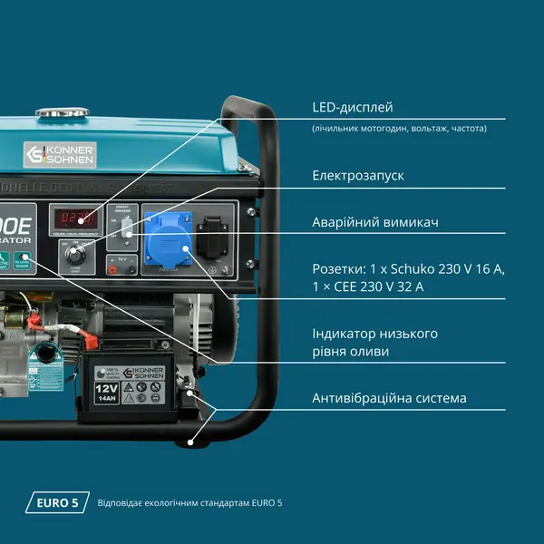 Бензиновий генератор «Könner & Söhnen» KS 10000E Бензиновий генератор «Könner & Söhnen» KS 10000E