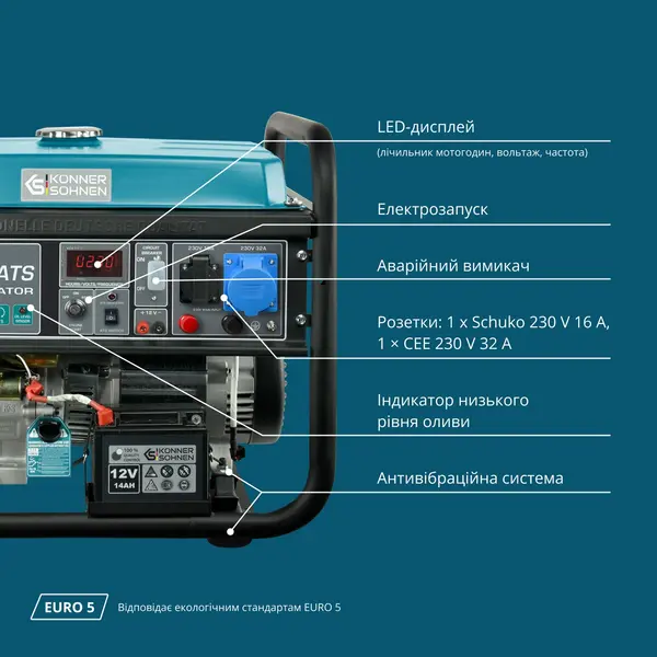 Бензиновий генератор «Könner & Söhnen» KS 10000E ATS Бензиновий генератор «Könner & Söhnen» KS 10000E ATS