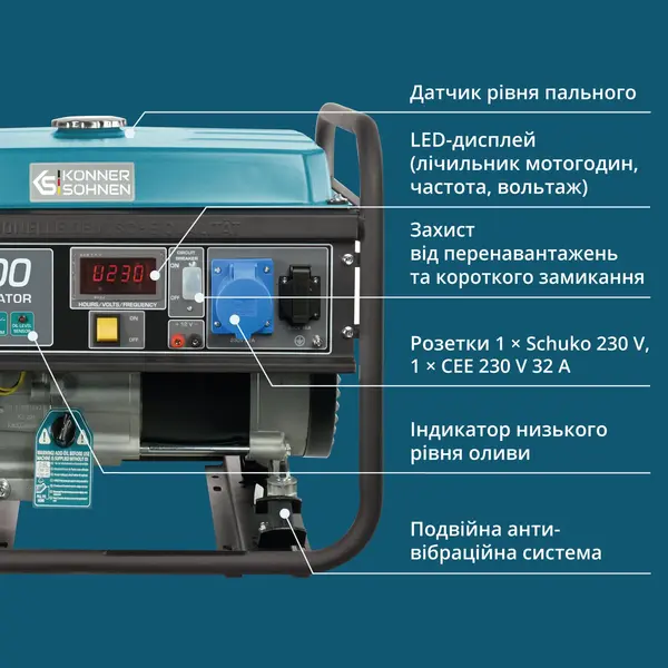 Бензиновий генератор «Könner & Söhnen» KS 7000 Бензиновий генератор «Könner & Söhnen» KS 7000