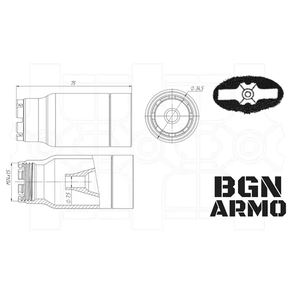 BGN ARMO - FH01 flash suppressor for AK 5.45 BGN ARMO - FH01 flash suppressor for AK 5.45