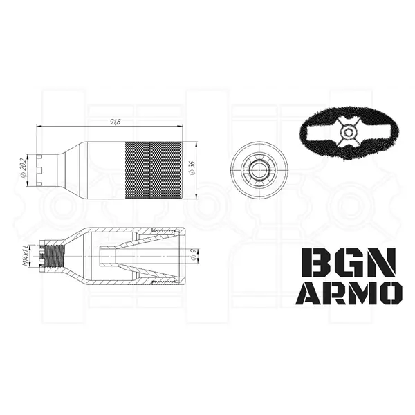 Flame extinguisher BGN ARMO - FH03 for AK 7.62 Flame extinguisher BGN ARMO - FH03 for AK 7.62