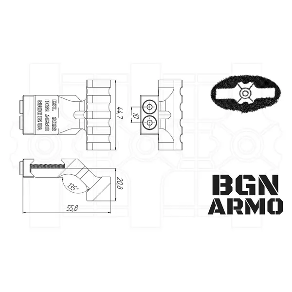 Планка BGN ARMO - Picatinny 45° Планка BGN ARMO - Picatinny 45°