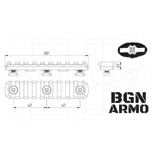 BGN ARMO bar - Picatinny M-LOK 9 SLOTS BGN ARMO bar - Picatinny M-LOK 9 SLOTS
