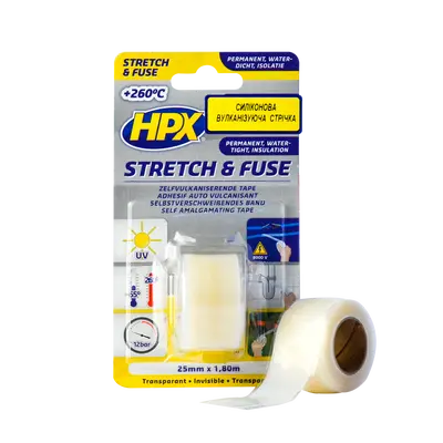 Самовулканізуюча стрічка Stretch&Fuse 25мм х 0.8м прозора