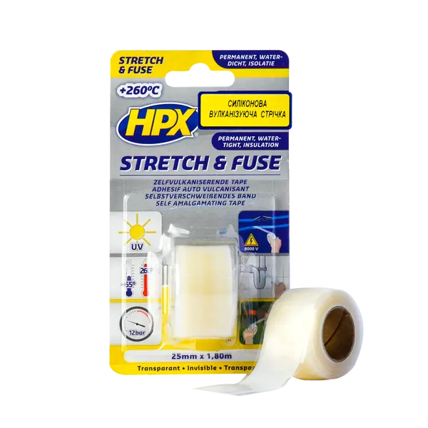 Stretch&Fuse self-vulcanizing tape 25mm x 0.8m transparent