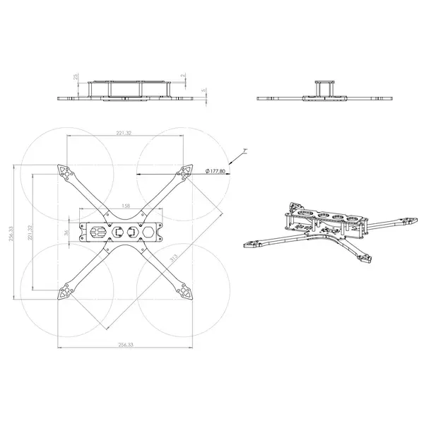 Жесткая карбоновая рама для FPV дрона 7 дюймов «Амага 7»