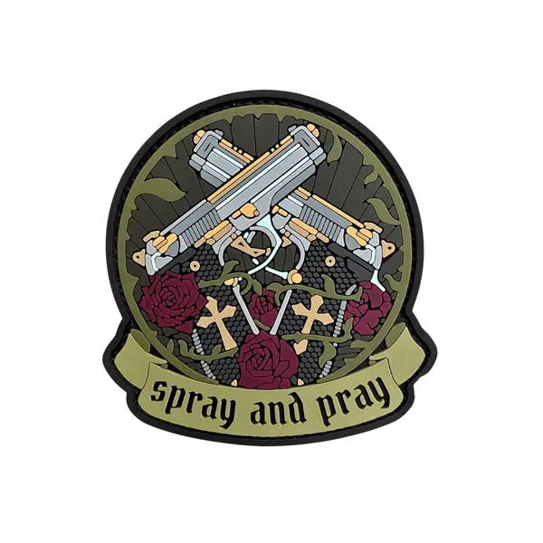 ПВХ патч «SPRAY AND PRAY» круглий+надпис