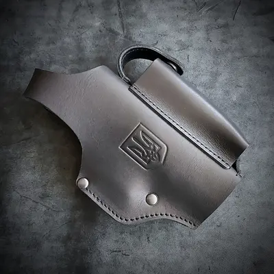 Кожаная кобура поясная под HK VP9| чёрная с гербом Украины