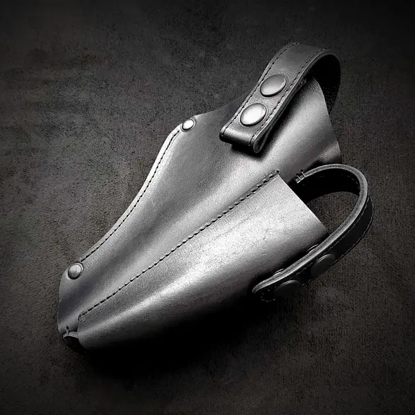 Крепкая поясная кобура под АПС| кожаная| чёрная