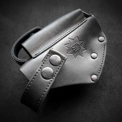 Кожаная поясная кобура для пистолета ПМ "МВД Украины" для полиции| чёрная на скобе
