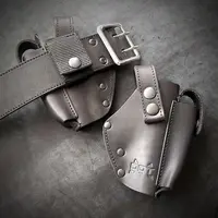 Кожаная кобура поясная под ПМ| на липучке| черная