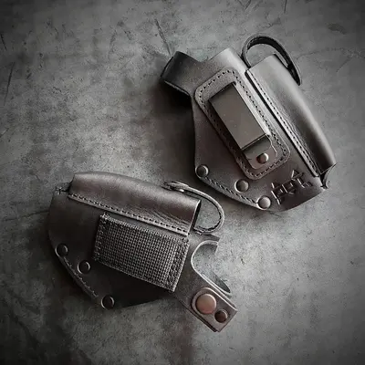 Кобура поясная, скрытого ношения, кожаная (черная) на скобе, под ПМ