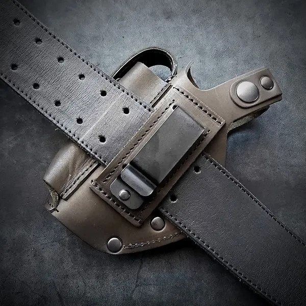 Кобура поясная под ПМ| на скобе| кожаная, олива (olive force)