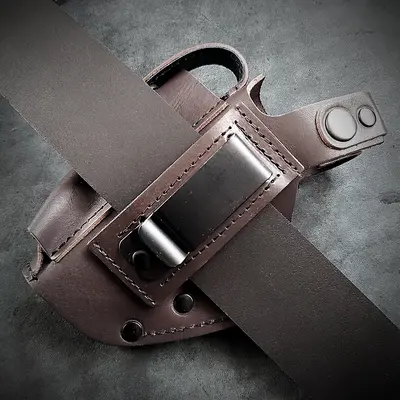 Кобура поясная под ПМ| на скобе| кожаная, коричневая (brown force)