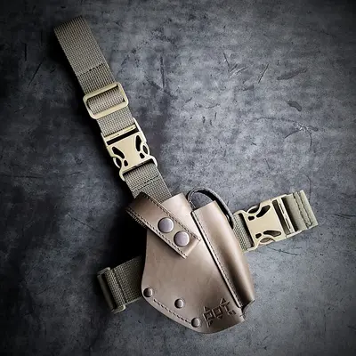 Кожаная набедренная кобура под ФОРТ 12/14/17/20| темная олива