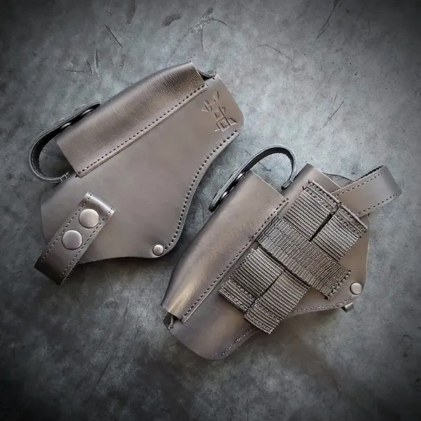 Кожаная кобура под АПС на MOLLE| чёрная