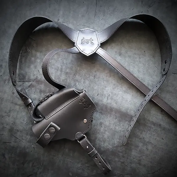 Кожаная оперативная кобура под Glock 19| скрытого ношения| чёрная